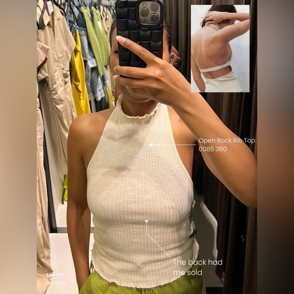 Cream Open Back Ribbed Top - Picture 2 of 3